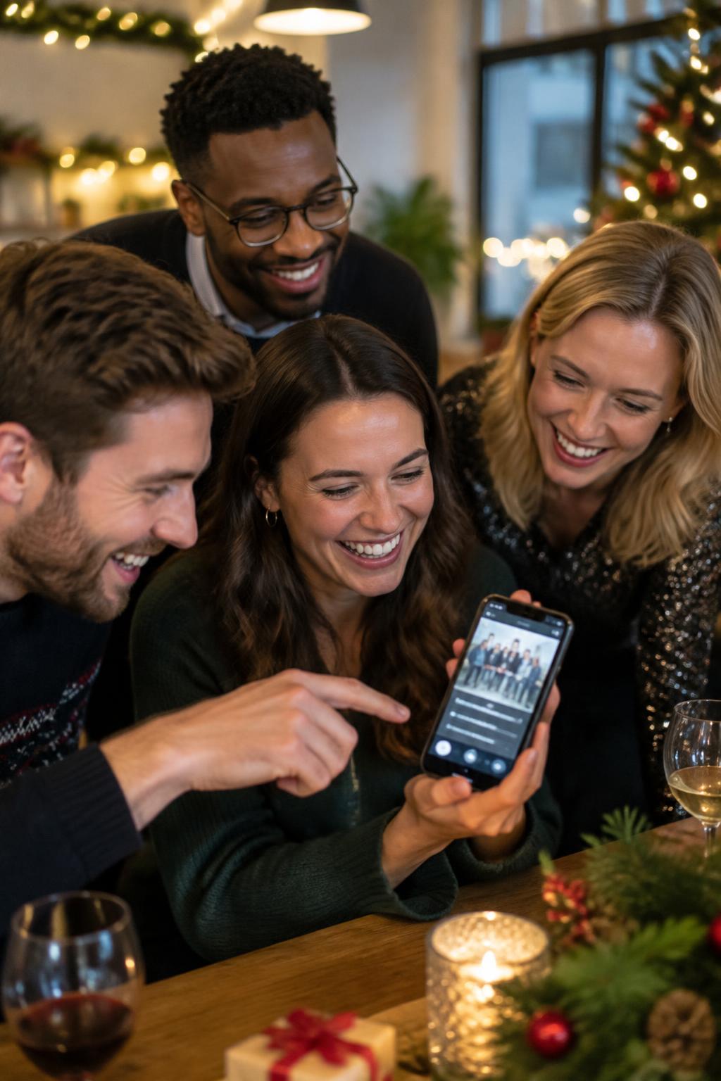 Mixed teams guess photos together during a picture quiz